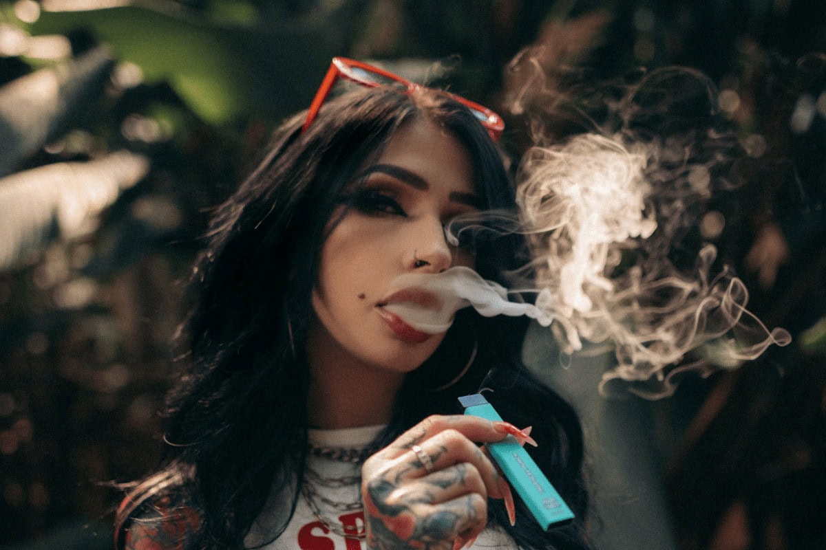 A girl vaping