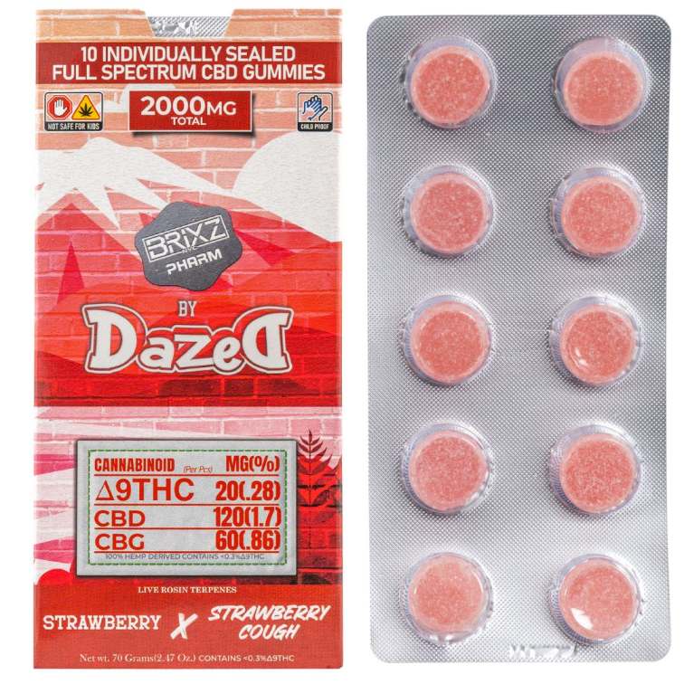 BRIXZ PHARM Delta-9 THC Full Spectrum CBD Gummies 2000mg 10pc