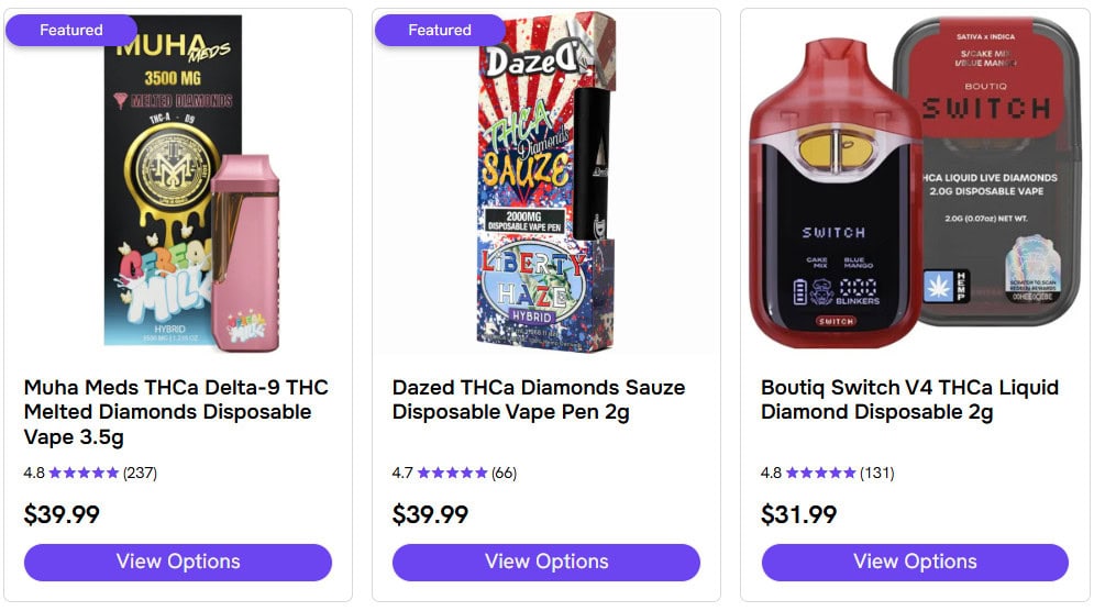 A collection of thca vapes for sale