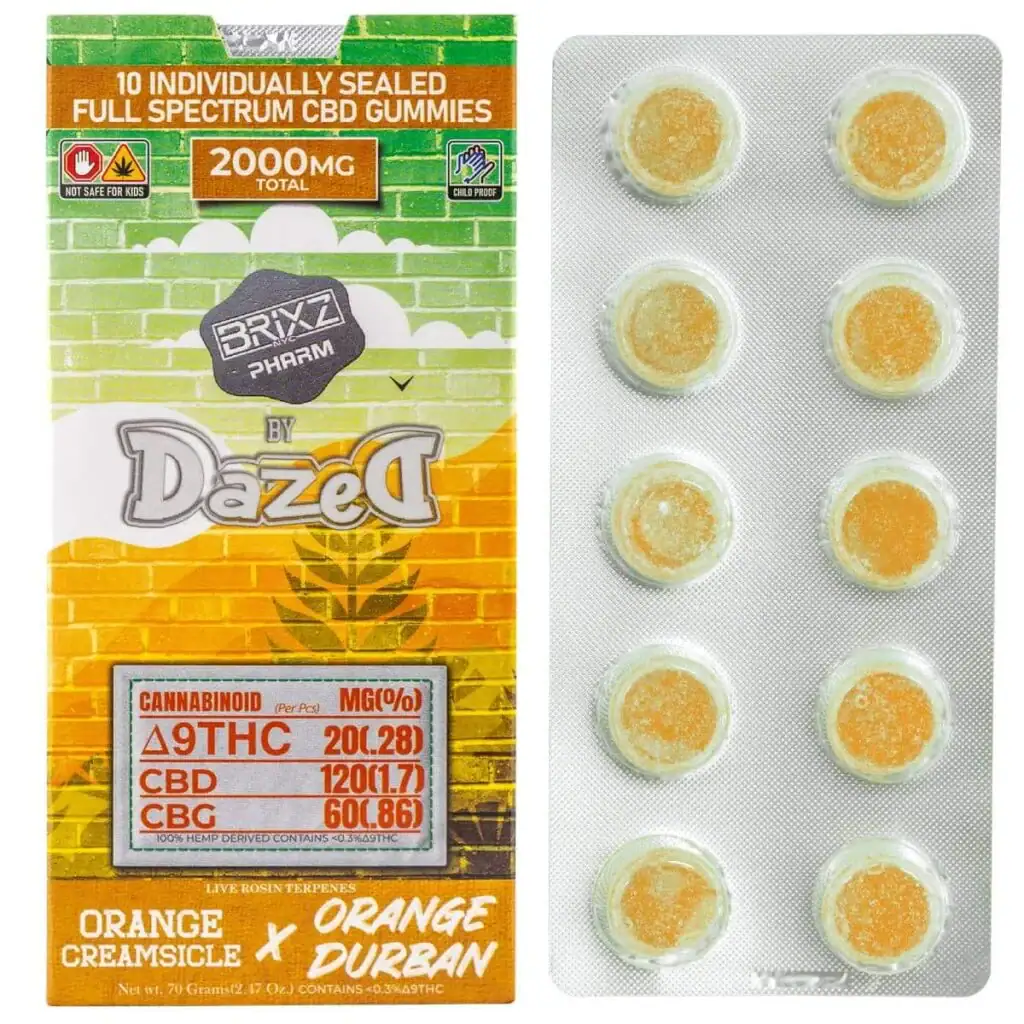 BRIXZ PHARM Delta-9 THC Full Spectrum CBD Gummies 2000mg 10pc