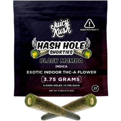 Juicy Kush THCa Hash Hole Shorties Pre-Rolls 3.75g 5ct - Black Mamba (Indica)