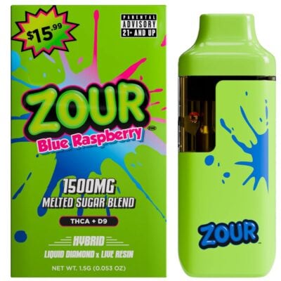 Zour Stash THCA Melted Sugar Blend Disposable 1.5g - Blue Raspberry
