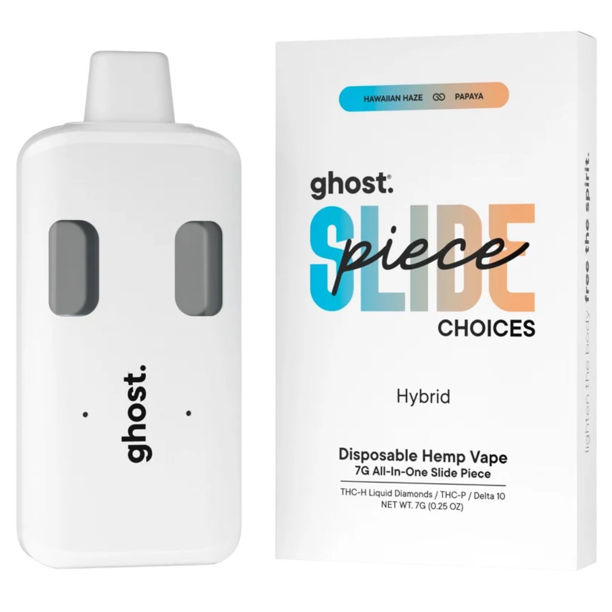 Ghost All-In-One Slide Piece Choices THCH Disposable 7g - Hawaiian Haze x Papaya (Hybrid)